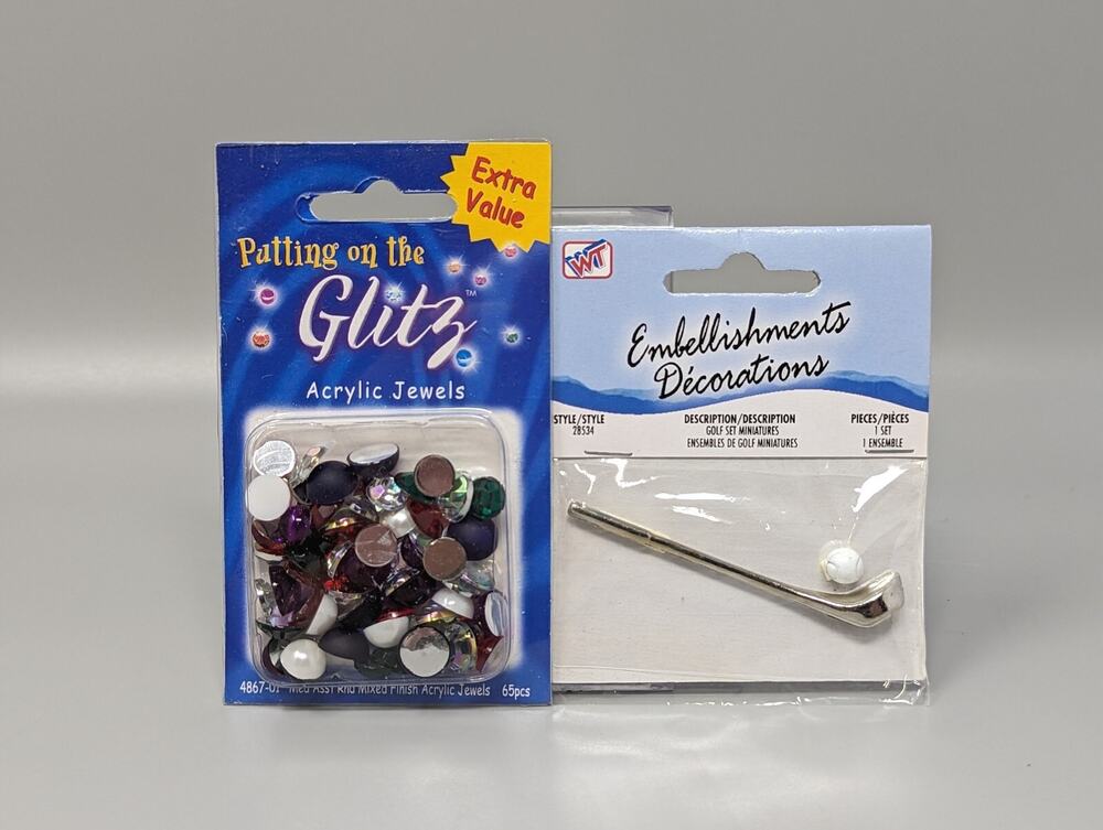 Westrim Crafts Glitz Acrylic Jewels 65 pcs & Golf Club With Ball Embellishment